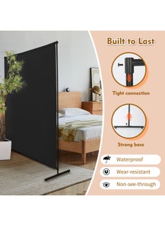 Generic Room Divider, Privacy Screens with Wider Feet, Portable Room Partition for Room Separator, Room Divider Panel 73" W X 75" H, Partition Room Dividers Freestanding,Black  - Image 5