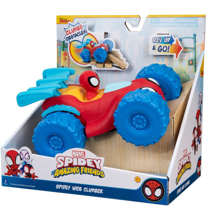 MARVEL Marvel Spidey and His Amazing Friends Marvel Spidey Web Climber - 7-Inch Rev Up Motor Vehicle That Climbs Obstacles  - Image 1