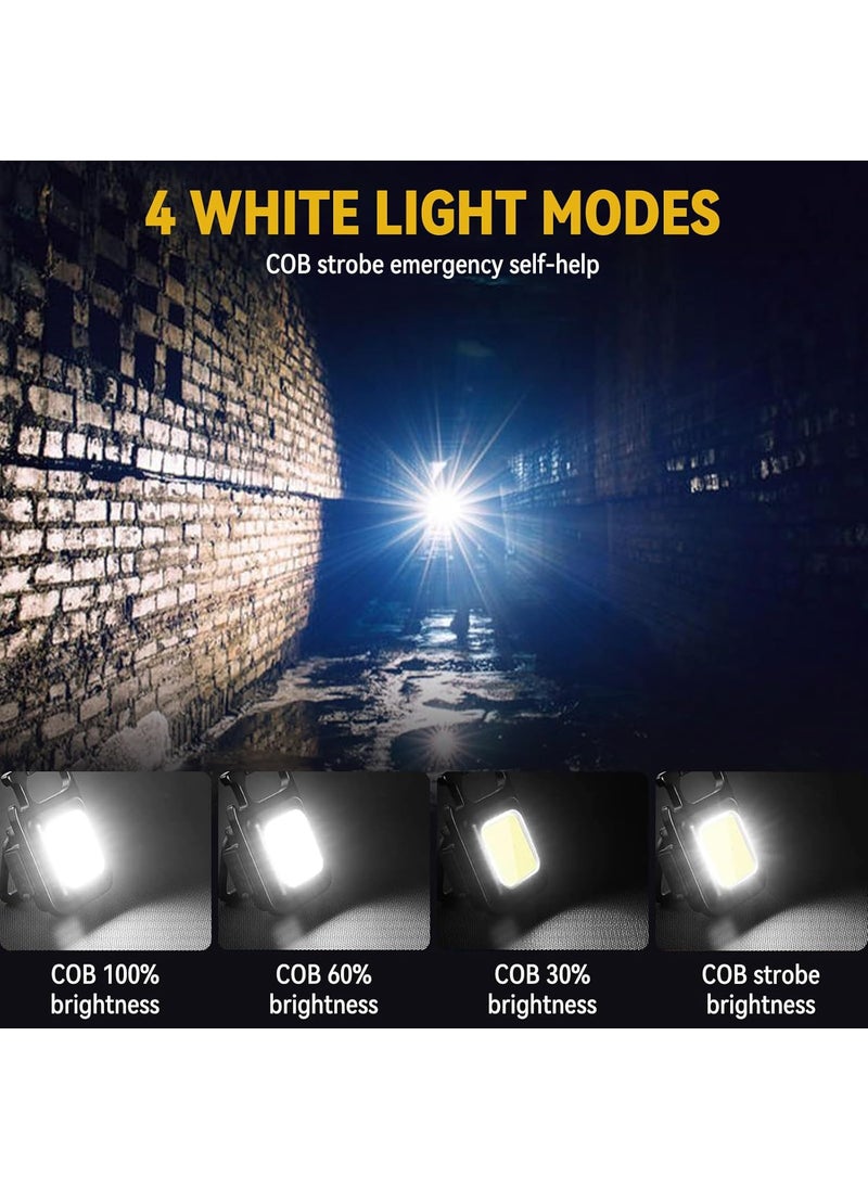 yeatem COB Keychain Work Light Four Lighting Modes 500 mAh Large Battery 1600 lumens Suitable for Night Work Camping Field etc Pack of 2  - Image 5