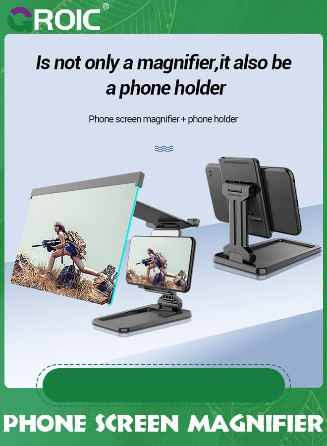 GROIC 12" Screen Magnifier for Cell Phone-Phone Screen Magnifier, Durable 3D Magnifier with Foldable Stand, Projector Screen for Videos and Games, Screen Amplifier, Magnifying Glass for Smartphones - Image 2