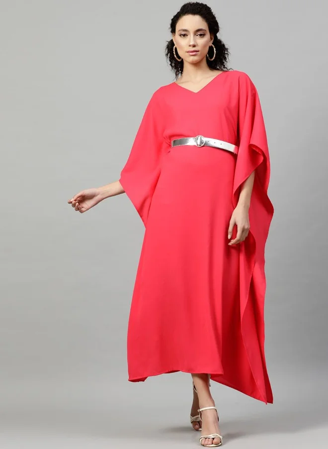 STREET 9 Coral Solid Kaftan Dress for Women