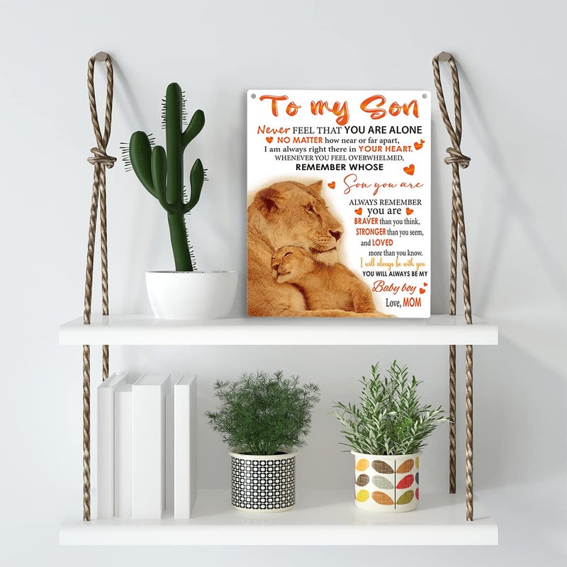 YCYD To My Son Wooden Hanging Sign from Mom Son Gifts Family Wall Decor for Bedroom Living Room Birthday Christmas Thanksgiving Gifts for Son Wall Art Gifts for Boys Room 8 x 10 Inches - Image 3