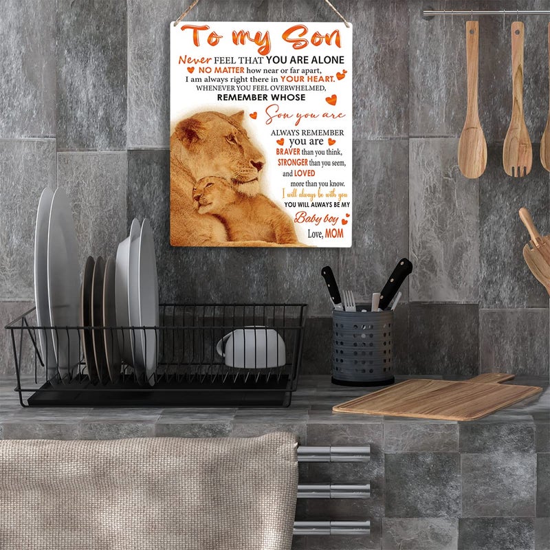 YCYD To My Son Wooden Hanging Sign from Mom Son Gifts Family Wall Decor for Bedroom Living Room Birthday Christmas Thanksgiving Gifts for Son Wall Art Gifts for Boys Room 8 x 10 Inches - Image 4