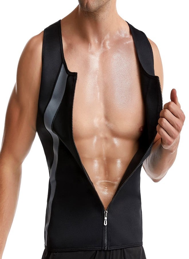 Donason Men Sauna Suit Neoprene Waist Trainer Men's Hot Sweat Vest Body Shaper Tank Top Shapewear Workout Suit with Zipper - Image 1