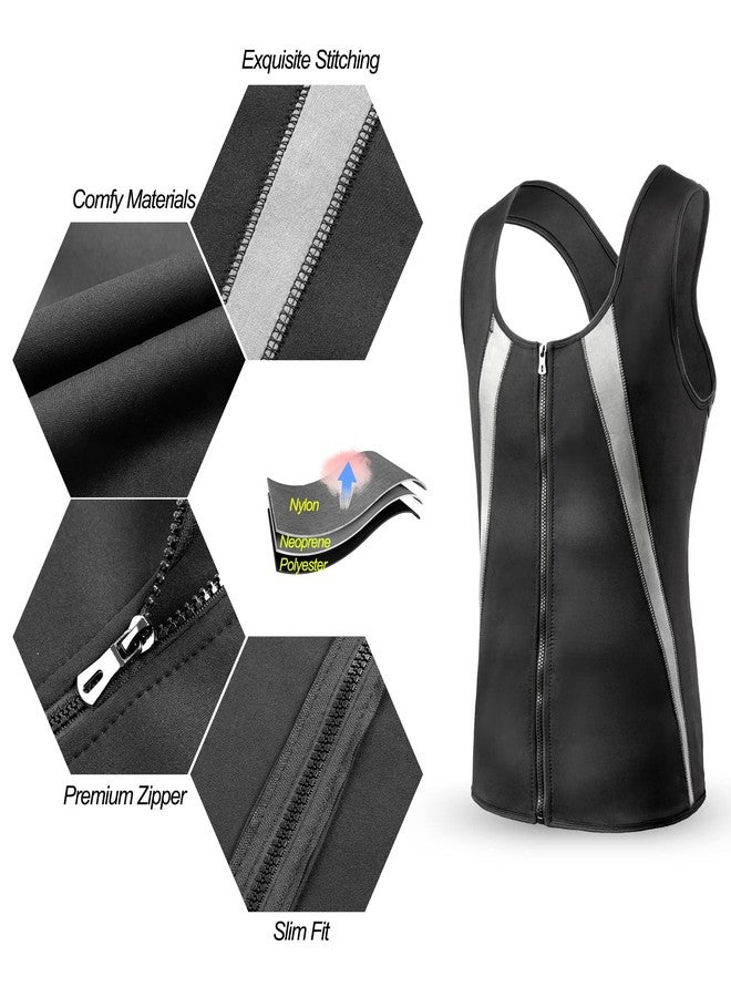 Donason Men Sauna Suit Neoprene Waist Trainer Men's Hot Sweat Vest Body Shaper Tank Top Shapewear Workout Suit with Zipper - Image 2