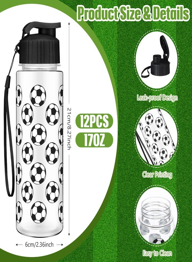 Funnymoom 12 Pcs Soccer Water Bottles Bulk 17 oz Soccer Sports Bottle with Leak Proof Flip Top Reusable Plastic Water Bottles for Team Gift Accessories Sports Party Favors Supplies - Image 2