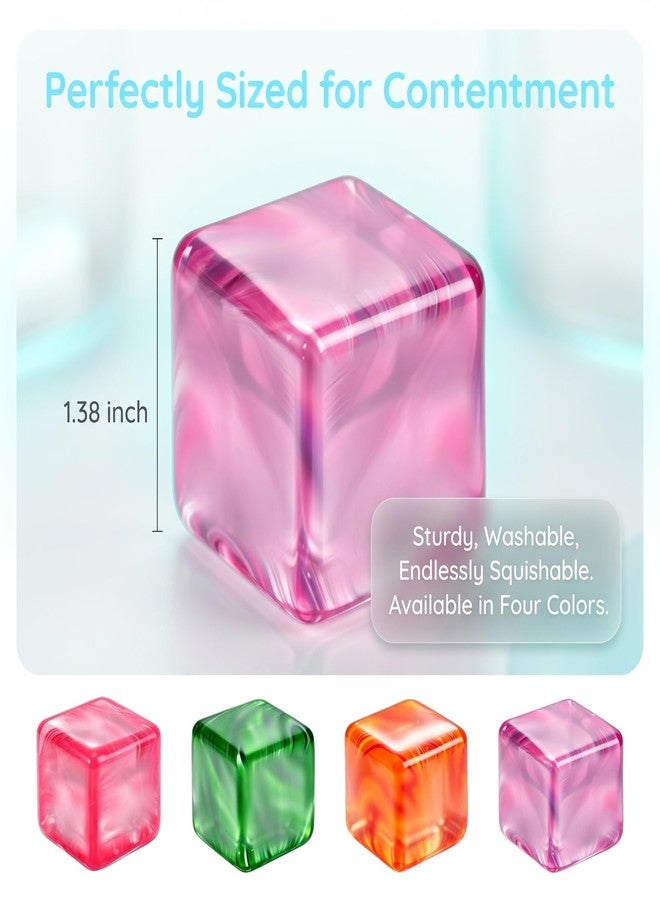 Bingcute 4 Pack Mini Stress Cube Slow Rising Squishy Fidget Toys, Ice Cube Stress Balls for Adults Kids Anxiety Relief Soft Squeeze Sensory Toys Party Favors Goodie Bag Stuffers Gifts - Image 5