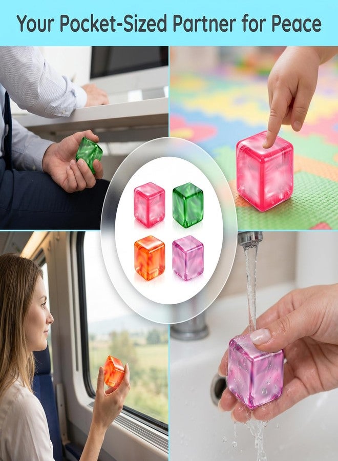 Bingcute 4 Pack Mini Stress Cube Slow Rising Squishy Fidget Toys, Ice Cube Stress Balls for Adults Kids Anxiety Relief Soft Squeeze Sensory Toys Party Favors Goodie Bag Stuffers Gifts - Image 3