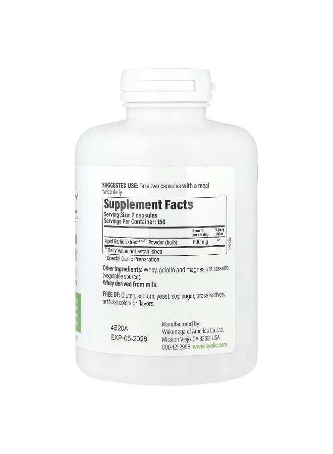 Kyolic, Aged Garlic Extract™, Cardiovascular Health, Original Formula 100, 600 mg, 300 Capsules (300 mg Per Capsule) (Packaging may vary) - Image 2