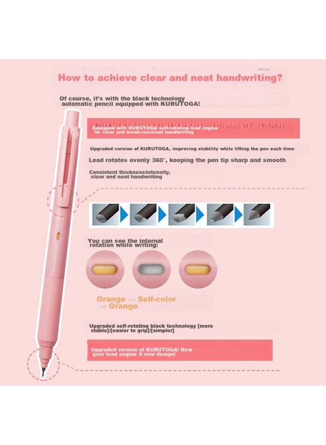Uni Mitsubishi High-tech Lead Core Self-rotating Automatic Pencil Upgraded Version Kuru Toga, Break-resistant 0.5mm Student Writing And Exam Pencil, M5-ks, Vanilla Green - Image 2