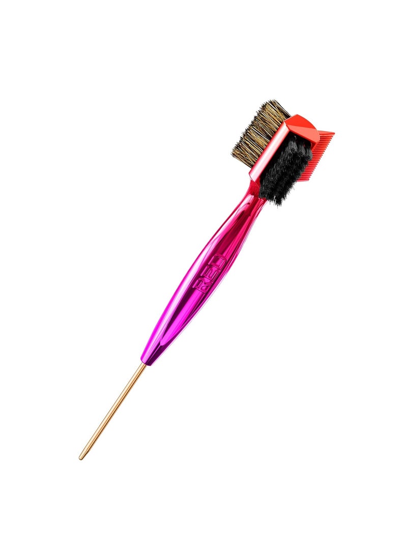 Red by Kiss Red by Kiss Hair Brush 4In1 360 Edge with Teasing Comb Pin Tail 100 Boar Bristles for Women Thick Curly Hair 