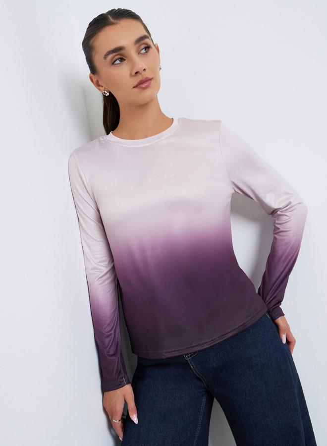 Styli Women Ombre Look Long Sleeve T-Shirt - Image 1