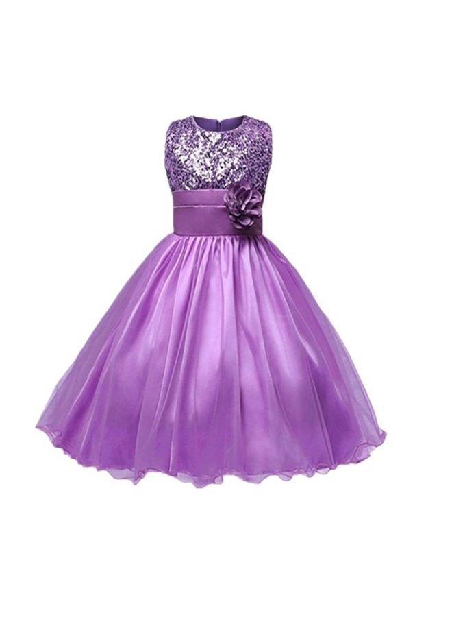 DreamHigh Sequined Flower Girls Party Dress (12, Purple) - Image 1