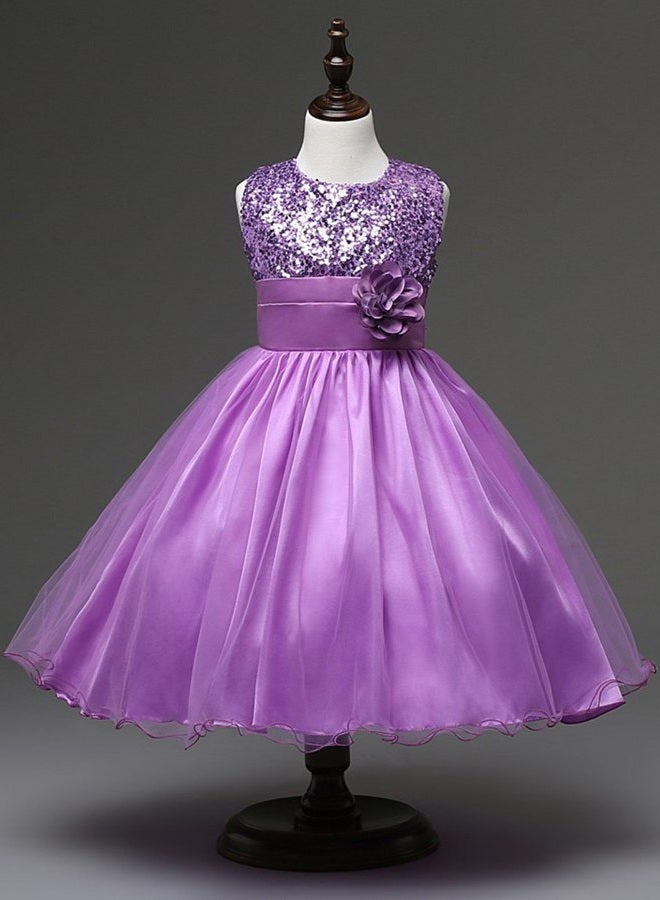 DreamHigh Sequined Flower Girls Party Dress (12, Purple) - Image 3