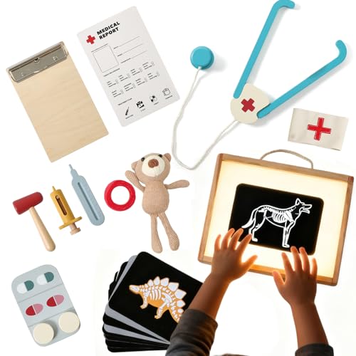 EERKEOD Kids Vet Doctor Kit STEM Toy Learn Animal Anatomy with Stethoscope OrganMuscle Models XRay Cards Interactive Pretend Play for Boys Girls - Image 1