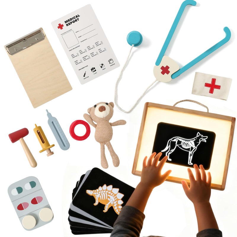 EERKEOD Kids Vet Doctor Kit STEM Toy Learn Animal Anatomy with Stethoscope OrganMuscle Models XRay Cards Interactive Pretend Play for Boys Girls - Image 3