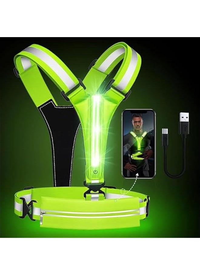 RYNX LED Reflective Vest Running Gear USB  Light Up Running Vest Running Jackets Reflective Running Gear AccessoriesSuitable for Outdoor Sports  - Image 2