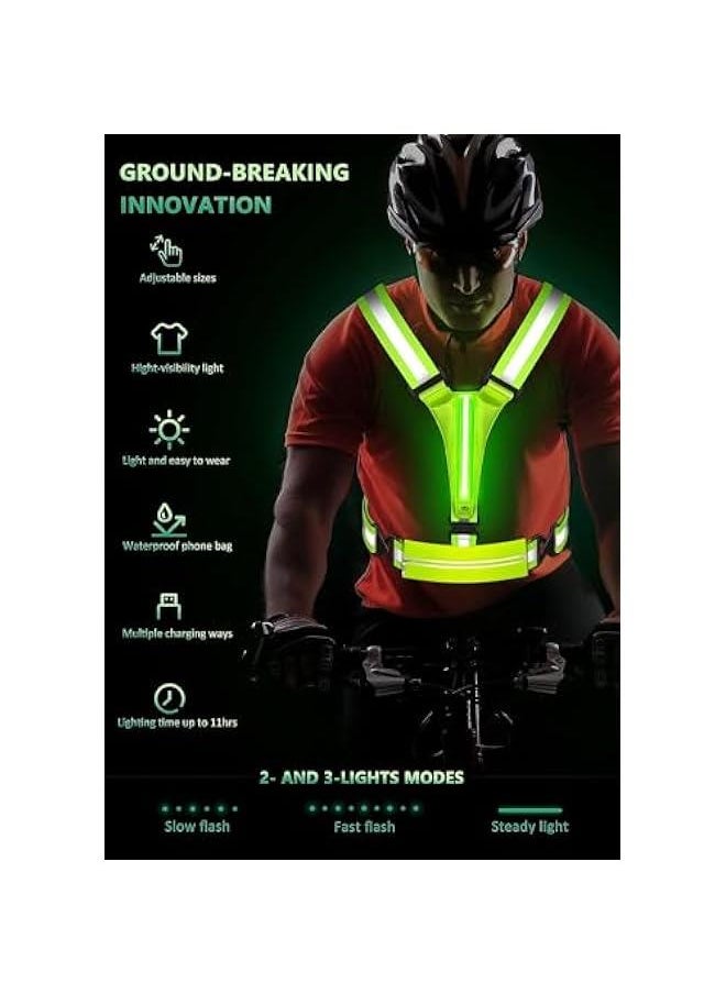RYNX LED Reflective Vest Running Gear USB  Light Up Running Vest Running Jackets Reflective Running Gear AccessoriesSuitable for Outdoor Sports  - Image 3