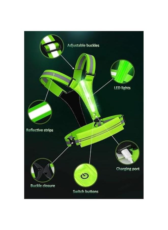 LED Reflective Vest Running Gear USB  Light Up Running Vest Running Jackets Reflective Running Gear AccessoriesSuitable for Outdoor Sports
