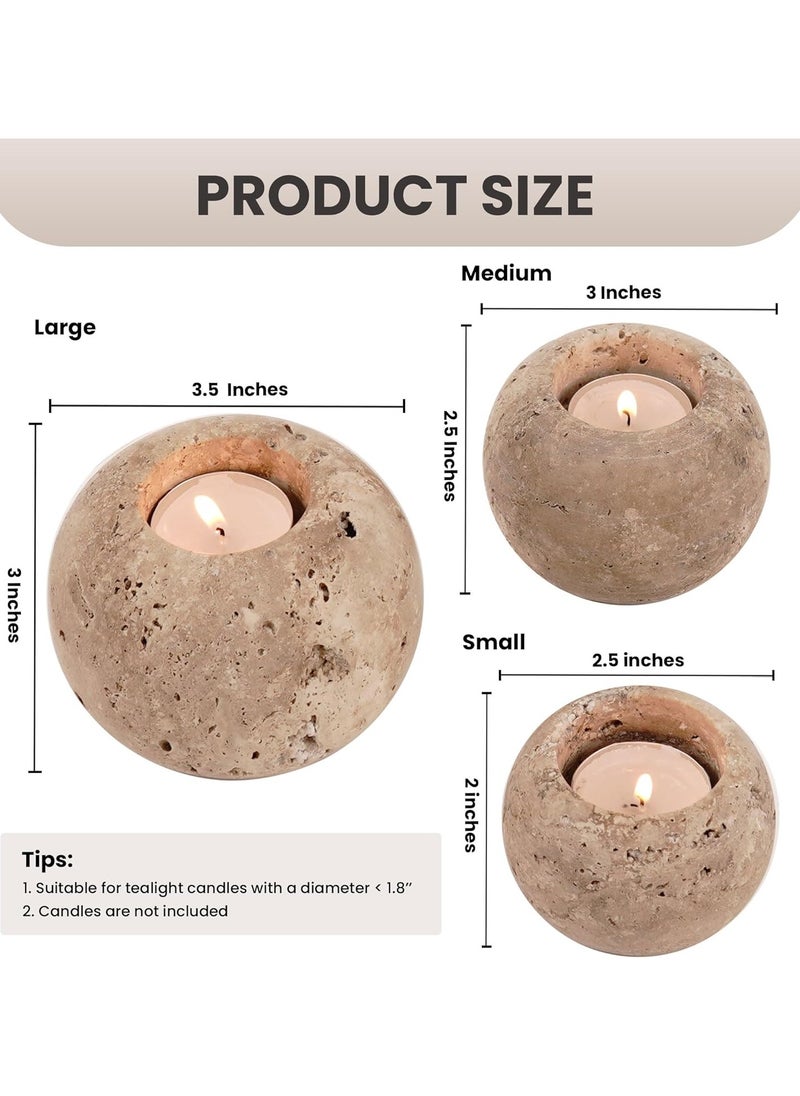 RADICALn Radicaln Marble Tealight Candle Holder 3'' Inches Travertine Handmade Votive Candle Holders for Tea Party Decorations - Candle Containers Table Centerpieces- Candle Holders  - Image 4