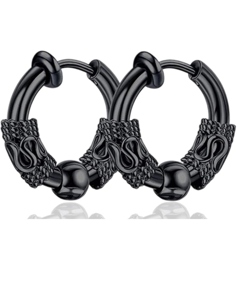 RupeeRise 2 Pcs Black Ear Studs For Men, Earrings For Men Stylish, Fashion Accessories Gifts, Suitable For Various Occasions, From Casual Outings To Formal Events Stylish, Durable, And Exquisite In Appearance (black) - Image 1