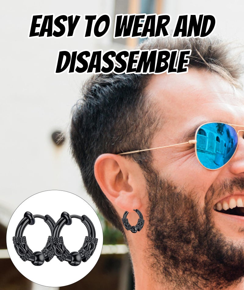 RupeeRise 2 Pcs Black Ear Studs For Men, Earrings For Men Stylish, Fashion Accessories Gifts, Suitable For Various Occasions, From Casual Outings To Formal Events Stylish, Durable, And Exquisite In Appearance (black) - Image 5