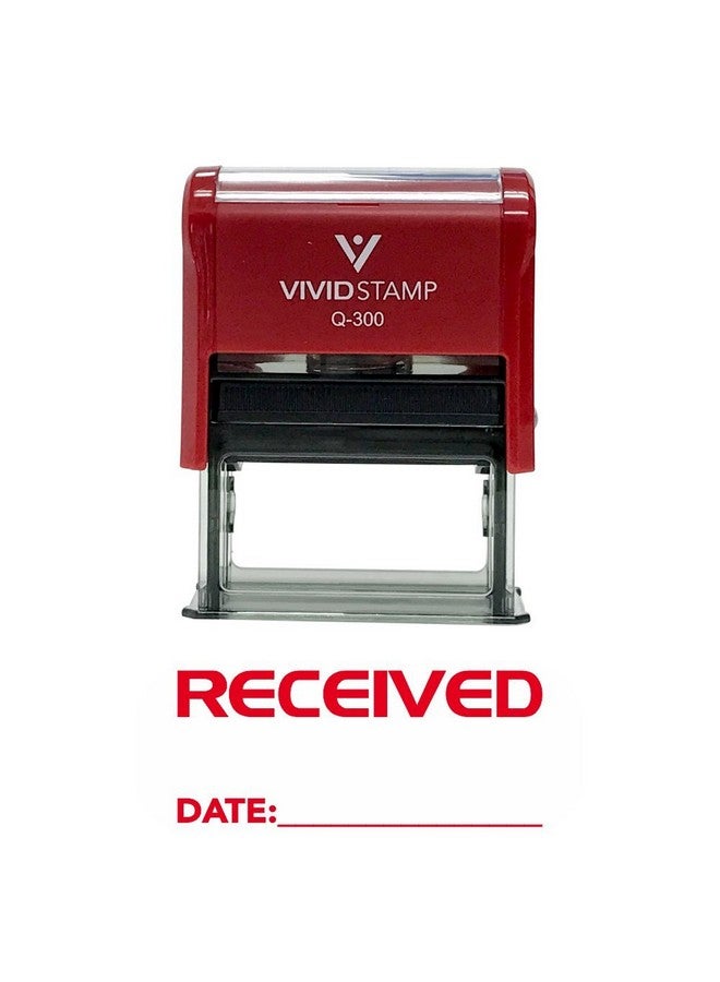 فيفيد ستامب تم استلامه مع ختم مطاطي للمكتب بخط التاريخ (أحمر) كبير