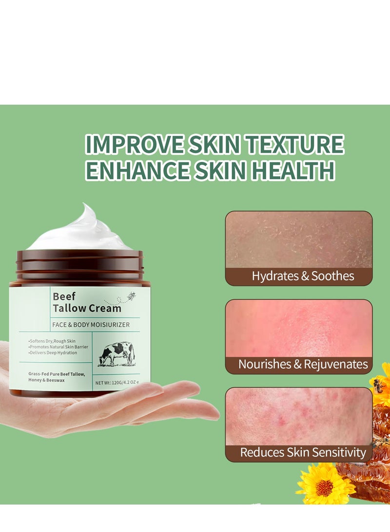 Generic Beef Tallow and Honey Balm, Beef Tallow for Skin, Face u0026 Body Moisturiser with Grass-Fed Pure Beef Tallow, Honey Beeswax, Whipped Tallow Cream Delivers Deep Hydration Skin 120G - Image 5