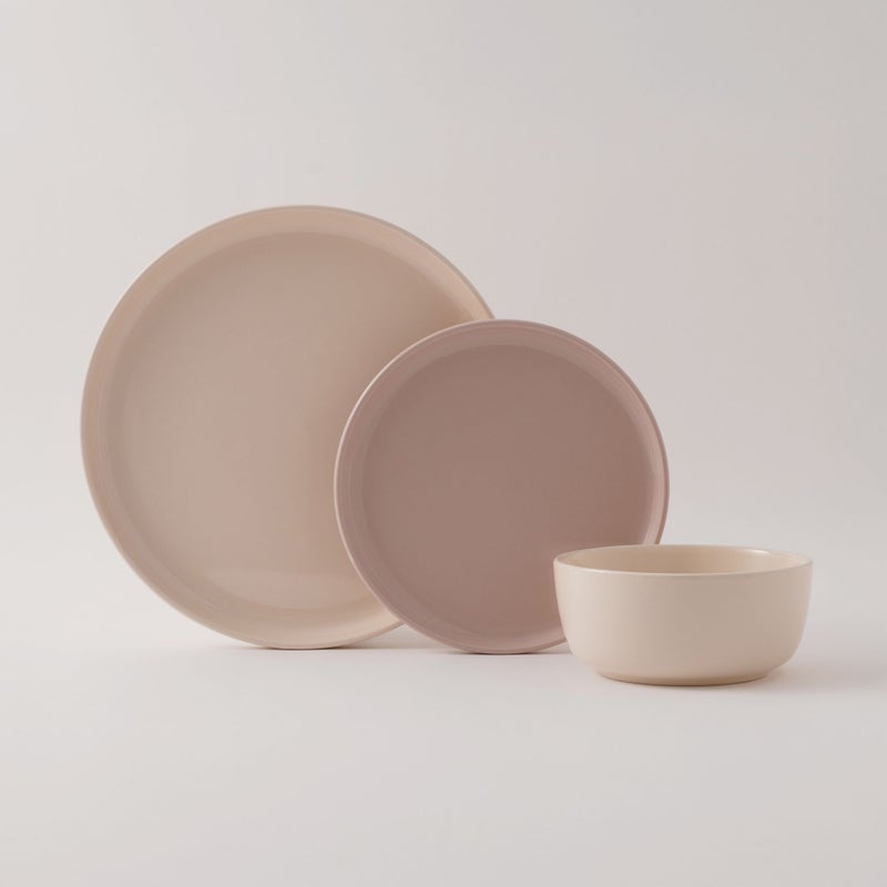 La Mesa 12Pcs Stoneware Dinner Set, Beige - Image 1