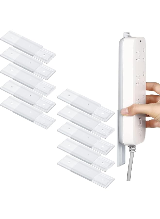 erorex 8 Pcs Power Strip Holder, Wall Mounted Data Cable Organizer Row Plug Fixer, Punch Free Cable Management System, Plug Fixer for Computer Office Home Kitchen - Image 1