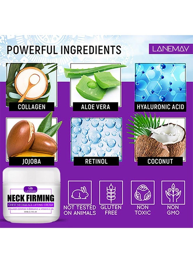 LANEMAY Neck Firming,Collagen Neck Firming Cream,Face Lift&Tightening Cream for Face Neck Chest,Natural Anti-Aging Facial Moisturizer with Collagen&Vitamin E,Sagging Wrinkle Skin Treatment for Women and Men 50ml - Image 3