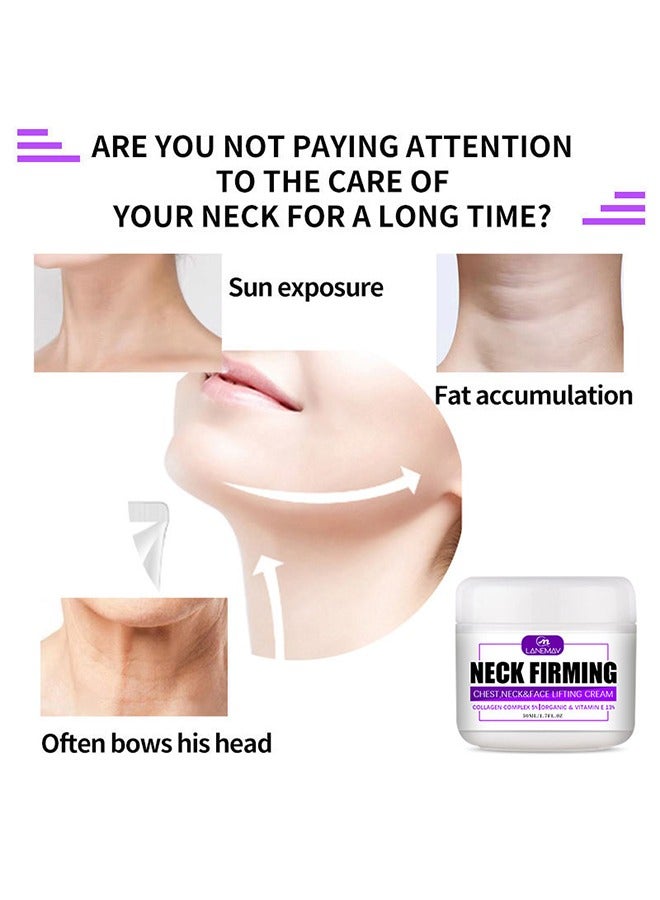 LANEMAY Neck Firming,Collagen Neck Firming Cream,Face Lift&Tightening Cream for Face Neck Chest,Natural Anti-Aging Facial Moisturizer with Collagen&Vitamin E,Sagging Wrinkle Skin Treatment for Women and Men 50ml - Image 5