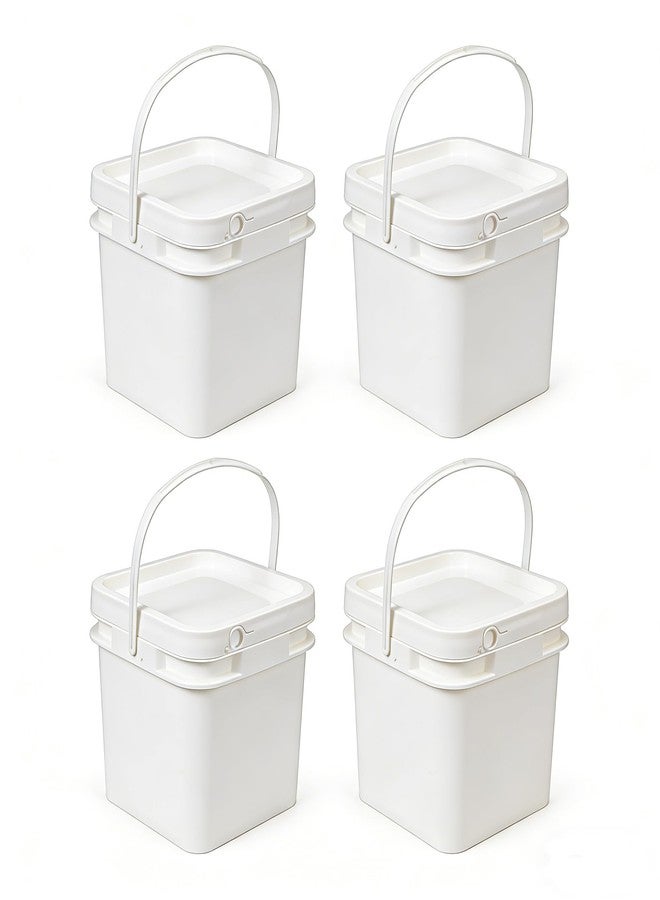 UMETASS Food Storage Buckets with Lids - 4 Set Square Clear Plastic Containers, Airtight Pressure Seal & Handle for Kitchen Freezer Prep (White, 68 oz) - Image 1