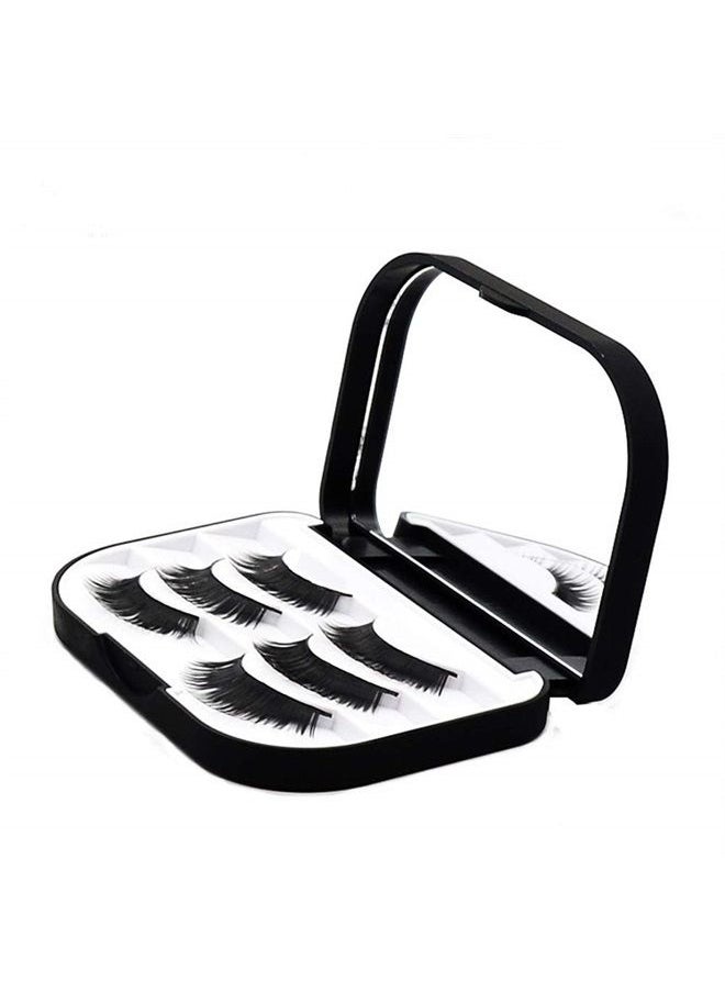 YiQiYi - Cosmetic Case Empty Eyelashes Storage Case with Makeup Mirror Holder Box Fake Eyelash Packing Travel Storage Case Eyelashes Bag(Black) - Image 1