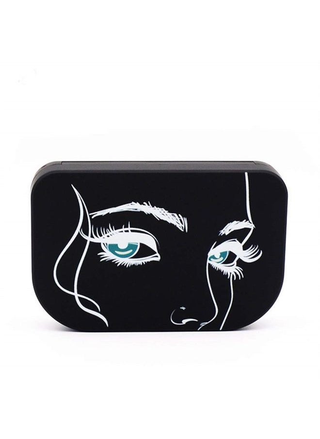 YiQiYi - Cosmetic Case Empty Eyelashes Storage Case with Makeup Mirror Holder Box Fake Eyelash Packing Travel Storage Case Eyelashes Bag(Black) - Image 1
