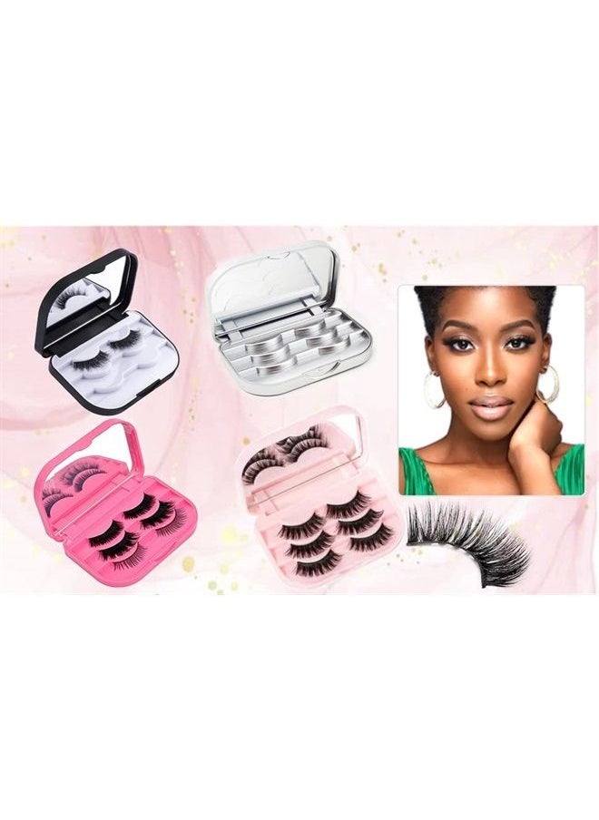 YiQiYi - Cosmetic Case Empty Eyelashes Storage Case with Makeup Mirror Holder Box Fake Eyelash Packing Travel Storage Case Eyelashes Bag(Black) - Image 1
