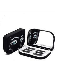 Cosmetic Case Empty Eyelashes Storage Case with Makeup Mirror Holder Box Fake Eyelash Packing Travel Storage Case Eyelashes Bag(Black)