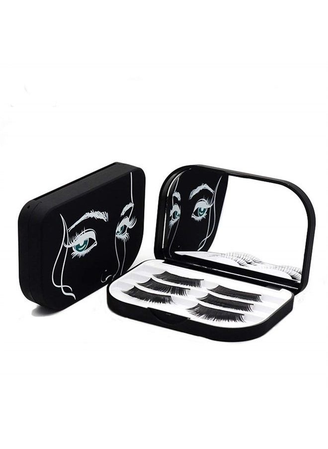 YiQiYi - Cosmetic Case Empty Eyelashes Storage Case with Makeup Mirror Holder Box Fake Eyelash Packing Travel Storage Case Eyelashes Bag(Black) - Image 1
