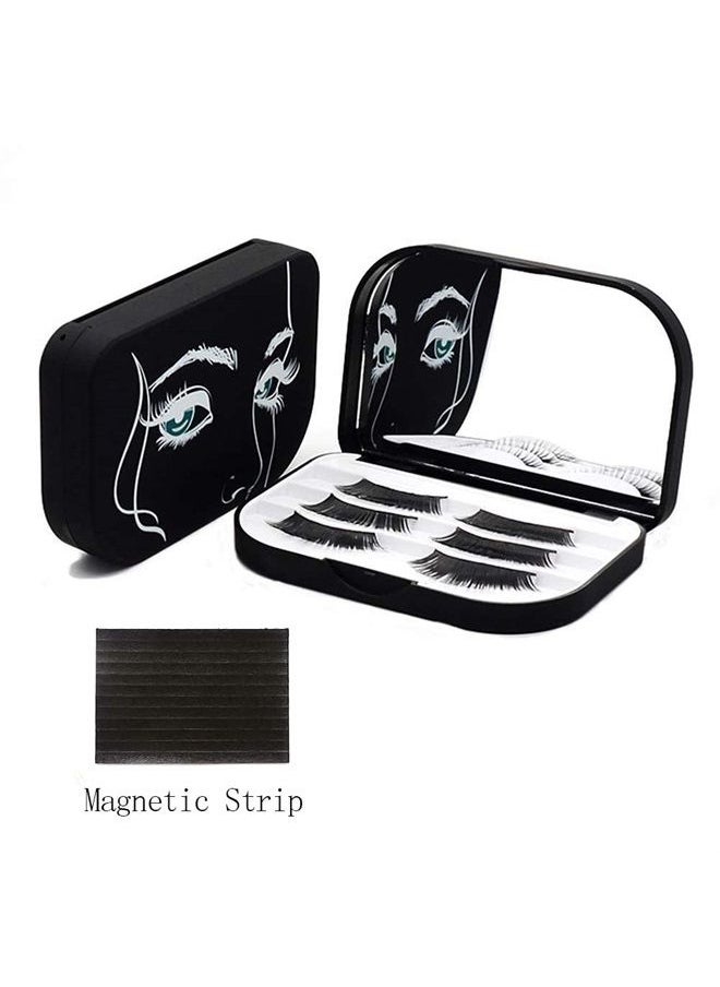 YiQiYi - Cosmetic Case Empty Eyelashes Storage Case with Makeup Mirror Holder Box Fake Eyelash Packing Travel Storage Case Eyelashes Bag(Black) - Image 1
