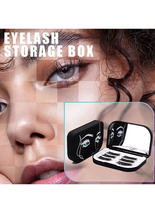 YiQiYi - Cosmetic Case Empty Eyelashes Storage Case with Makeup Mirror Holder Box Fake Eyelash Packing Travel Storage Case Eyelashes Bag(Black) - Image 1