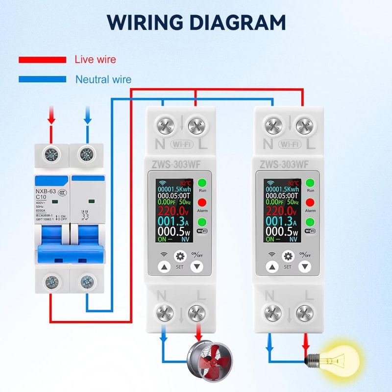 Smart Energy Meter 1pc White WiFi-enabled For Smart Monitoring And Control Digital Electricity Meter - Mobile Remote Control Via Smartphone App LCD Digital Meter For Home Industrial Electrical Monitor - Image 4