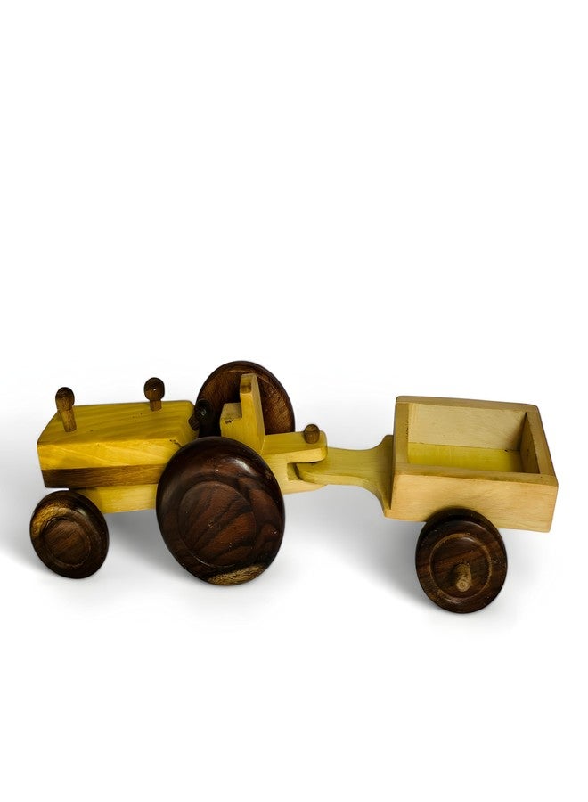 MarvelStore Handcrafted Wooden Tractor Toy with Detachable Trailer | Classic Vintage-Style Farm Vehicle for Kids,Toddlers and Collectors | Eco-Friendly,Durable and Handmade Artisan Craftsmanship - Image 1