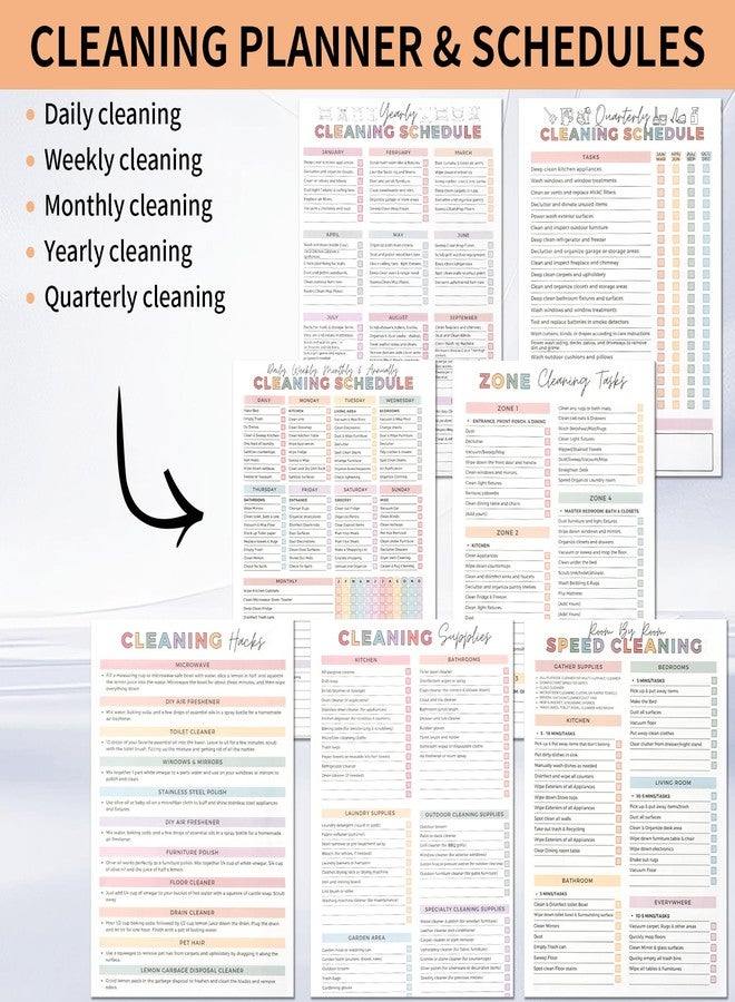 ZIYIZE ADHD Cleaning Planner, Cleaning Plan Schedule and Checklist for Adults and Teens, Adhd Cleaning and Organizing Planner, Daily Weekly Monthly Checklist for Home, Reusable DIY Household Cleaning Planner - Image 5