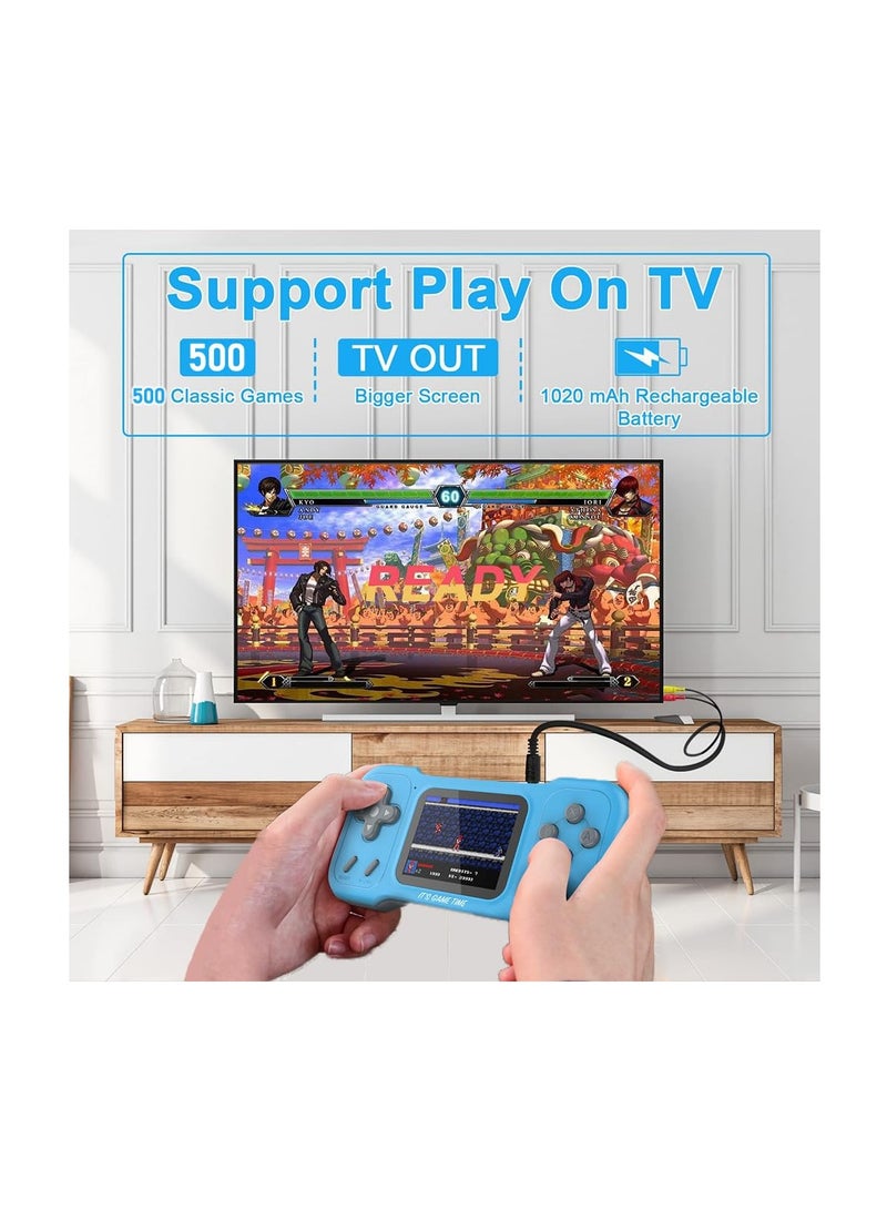 Excefore Handheld Retro Game Console for Kids Adults, Built-in 500 Games, 3.0" FT HD Color Screen, AV Output, Dual 3D Joysticks, Protable Video Game Console as Gift for Birthday - Image 3