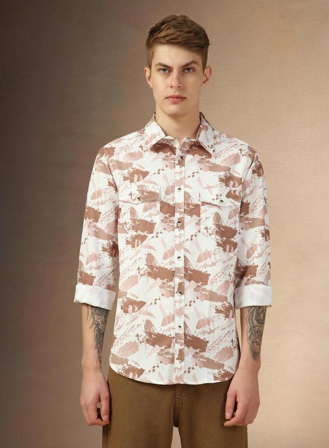 دينيس لينغو قميص بأزرار وطبعة مجردة من ستايلي - Image 3