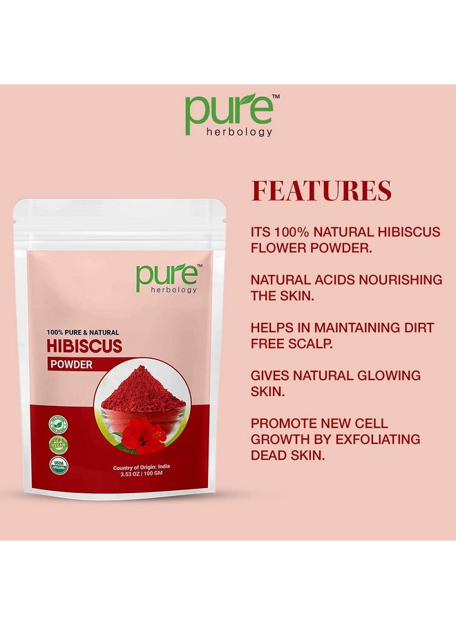 Pure Herbology Pure Herbology Pure & Natural Hibiscus Flower Powder for Face Packs and Hair Growth & Care, 200gm  - Image 2
