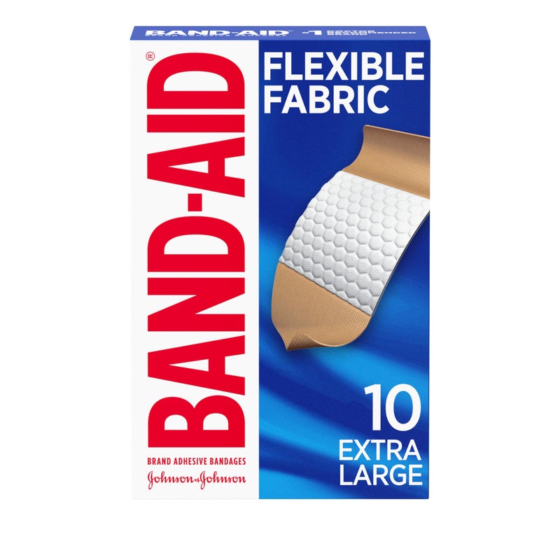 Band-Aid لصقات جونسون آند جونسون باند-أيد القابلة للتمدد الكبيرة، 10 قطع - Image 1
