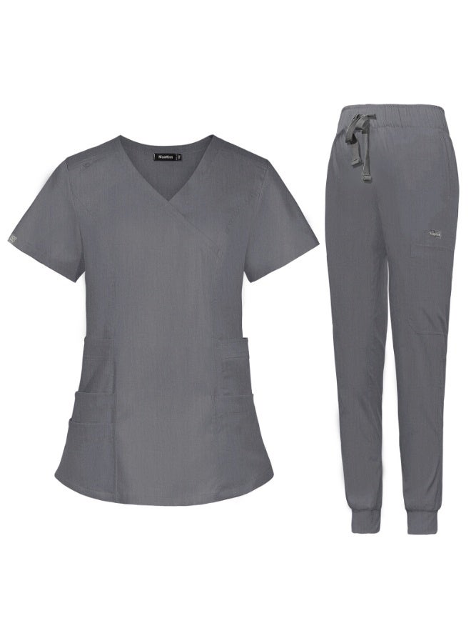 NIBEMINENT Medical Uniforms Surgical Uniforms Women Doctor Nurse Uniforms Straight Pant Scrubs Set Workwear Nursing Accessories - Image 1