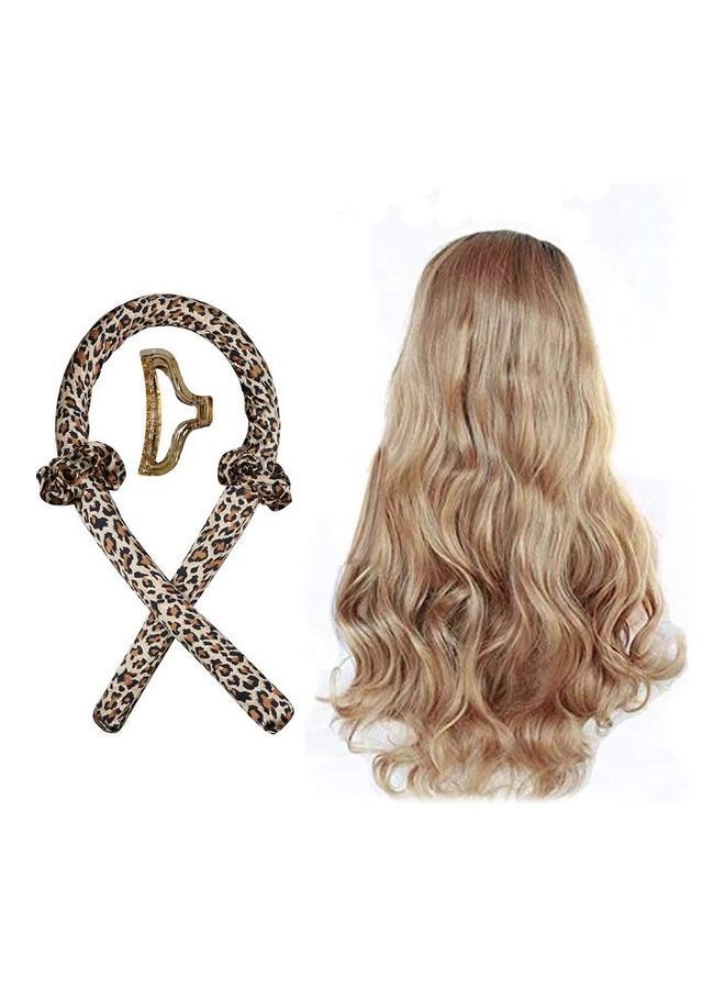 NIBEMINENT Sponge Heatless Curling Rod Headband Brown/Beige - Image 1
