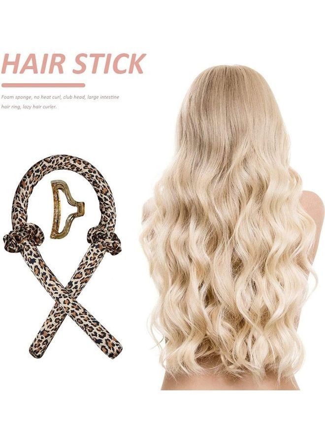 NIBEMINENT Sponge Heatless Curling Rod Headband Brown/Beige - Image 3